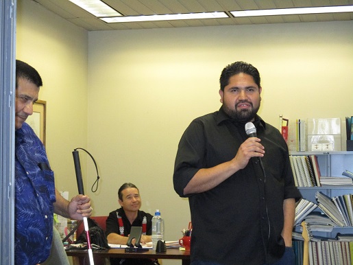 Luis giving his testimony