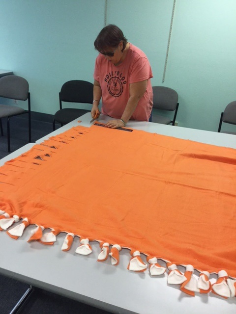 Teresa Mealer is making a comforter in the ILS class.