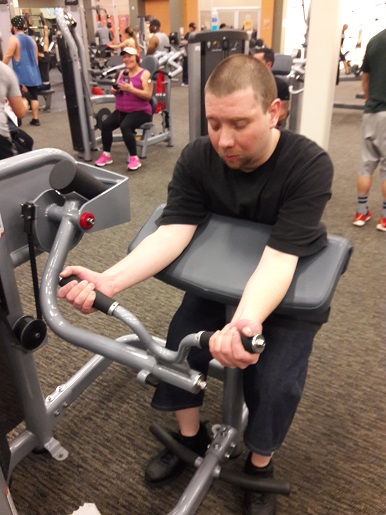 Danny is working out at LA Fitness